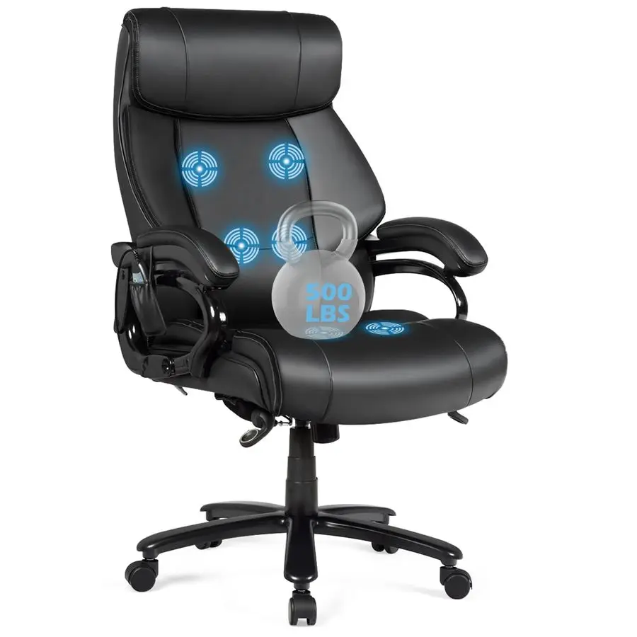 

Офисное кресло для высоких и крупных людей, до 227 кг, эргономичное, сверхпрочное, с высокой спинкой, толстая мягкая обивка, регулируемое, с массажем, для руководителя