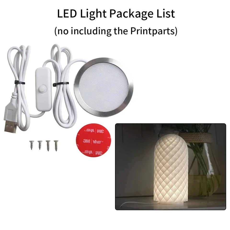 Kit d'ampoule LED 001 3 couleurs pour Bambu Lab Makerworld - Matériel de bricolage imprimé 3D - Pièces de rechange 5 V - Alimentation USB - Lumière chaude 3000K