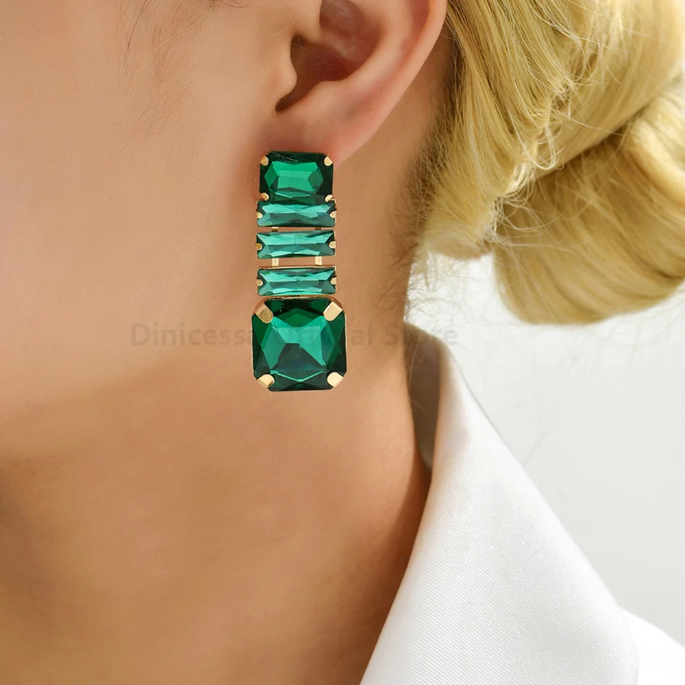 Shiny Glass Glamorous Decor Charm Holiday Party Pendant Jewelry Boho Trend Luxury Design Dangle Earrings For Women Accessories