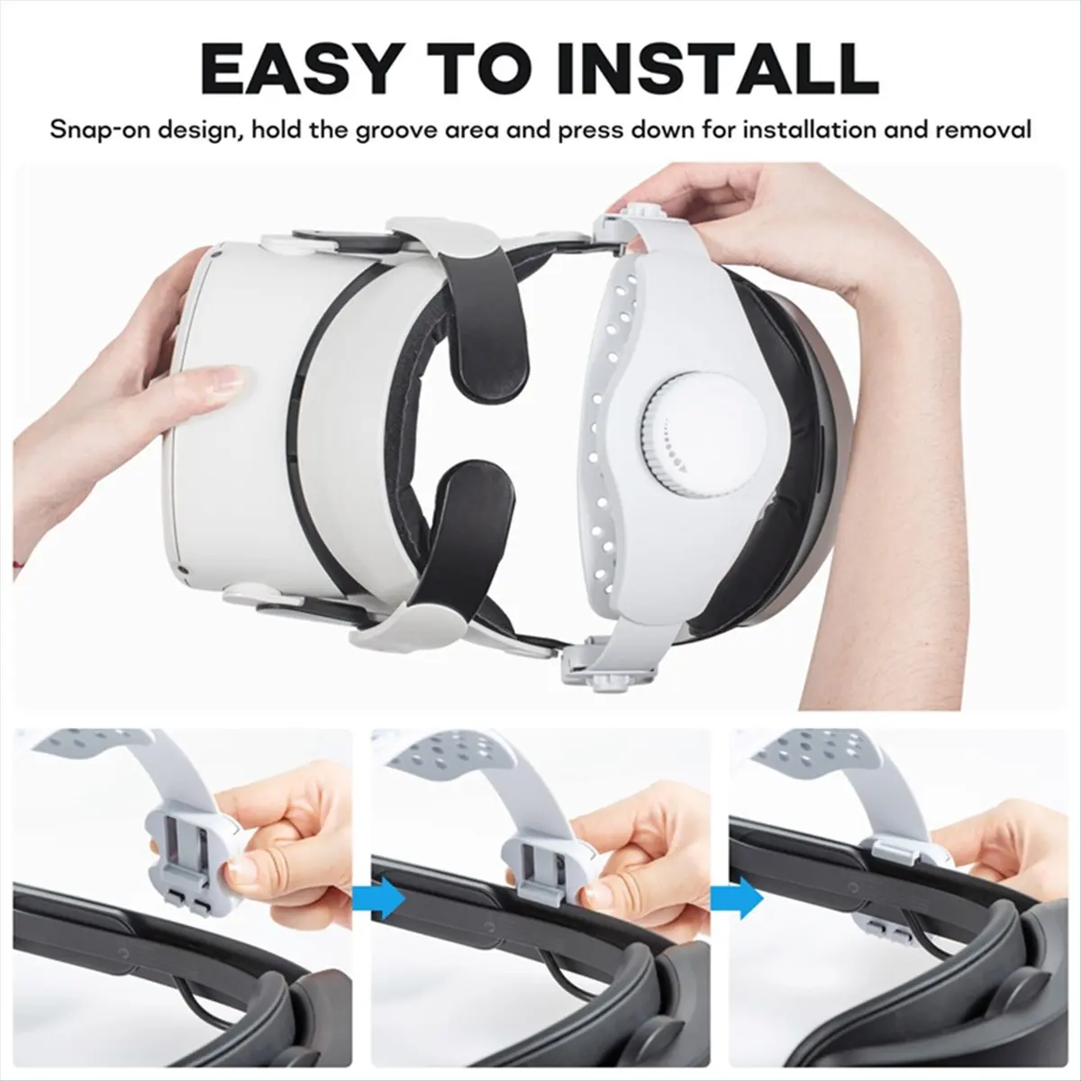 NEW For Meta Quest 3/2/Pro/Pico4 VR Headset Silicone Comfort Head Strap with Adjustable VR Decompression Head Straps - White