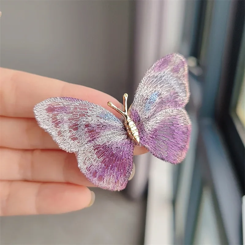 Cute Fantastic Color Embroidered Butterfly Brooches for Women Backpack Clothing Decoration Party Office Pins Brooch Lovers Gifts