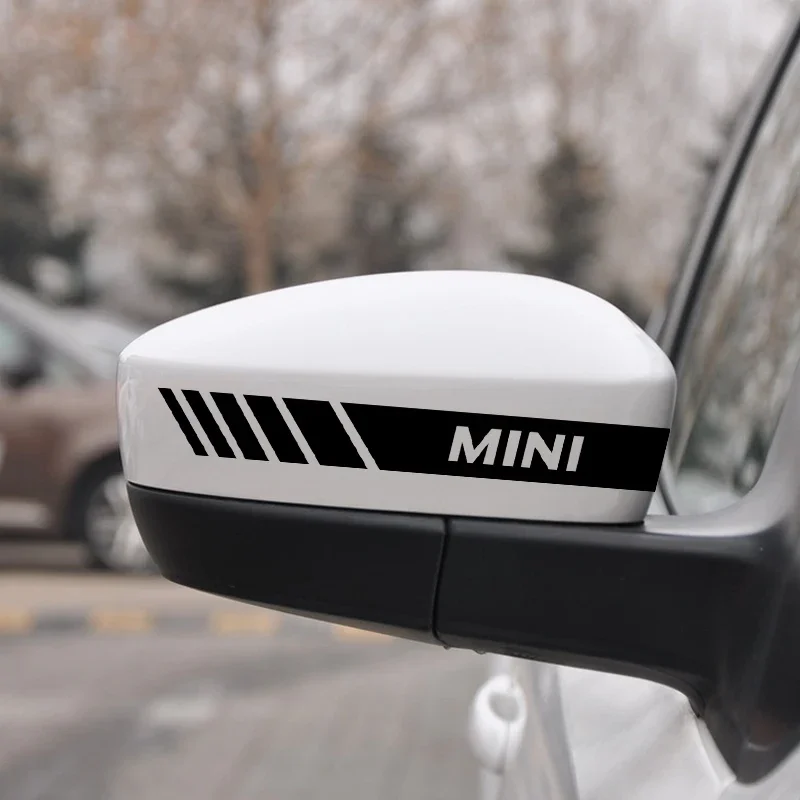 2pcs Car Rearview Mirror Stickers Side Stripe DIY Decal For BMW Mini Cooper R50 R52 R53 R55 R56 R60 R61 F54 F55 F56 F60 Clubman