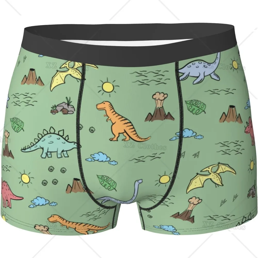 Dinosaurs Men's Funny Underwear Boxer Briefs Slight Elasticity Male Shorts, Novelty Stylish Gift for Men Boys