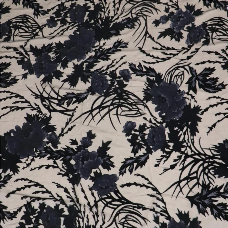 Woven brocade viscose printed mottled and burned velvet fabric sleeping dress cheongsam