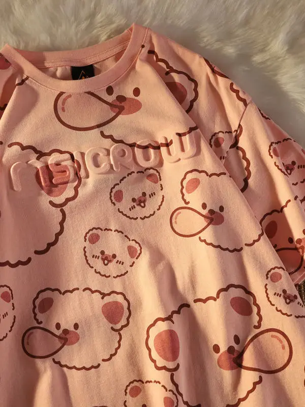 夏の新スタイルナショナルタイドフルプリント漫画クマカワイイファッショナブルなアクセサリー帽子スカーフベルト男性女性子供用