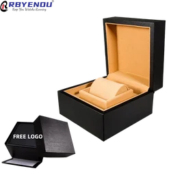 Interior Suede Exterior PUleather Customized Logo Band Gift Watch Case Black Jewlery Organizer Storage Watch Box Shipping Goods