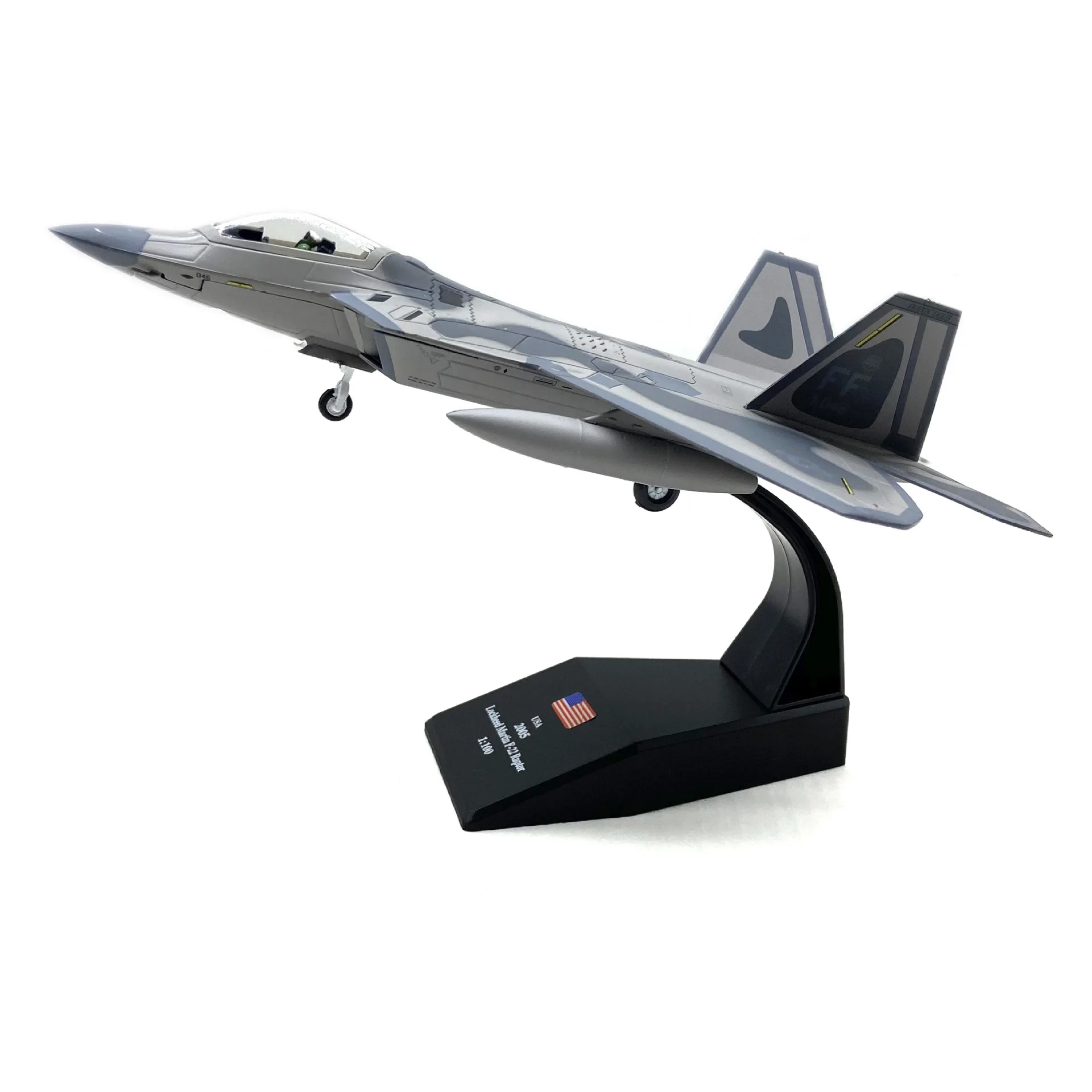 1/100th Die-Cast American F-22 Fighter Raptor Plane Aircraft Model Keepsake Raptor Aircraft Diecast Model W/ Stand Kids Gift