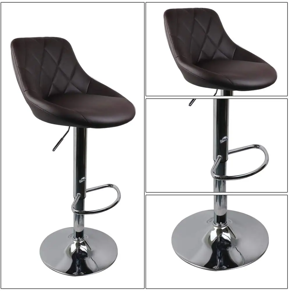 Height Adjustable Swivel Bar Stools Set of 4 with Back PU Leather Kitchen Counter Dining Chair Brown, Customized - view 5