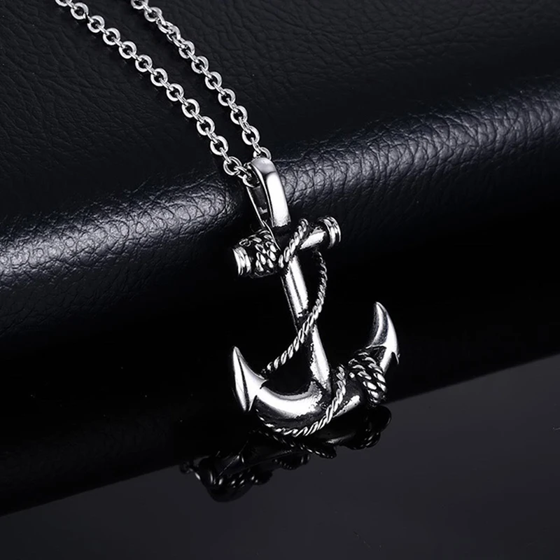 Vintage Boat Sea Anchor Sailor Man Men Necklaces Chain Pendants Punk Rock Hip Hop Unique for Male Boy Fashion Jewelry Gift