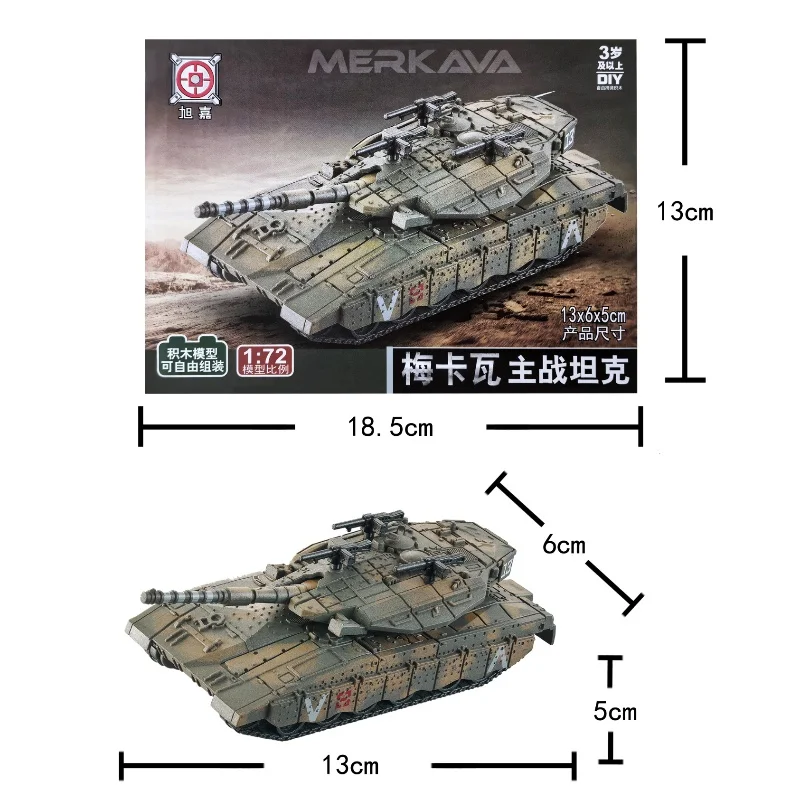 1/72 Israele Merkava Carro Armato di Battaglia Principale Modello Creativo Militare Serie Building Blocks Decor Giocattoli Assemblati Per I Ragazzi Regali di Natale