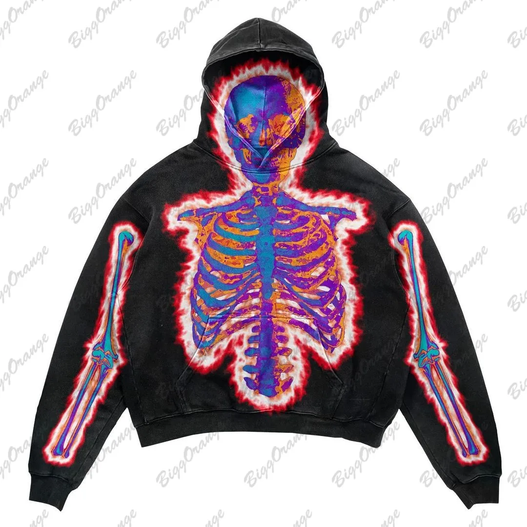 Europe and the United States fried street new death sickle  hoodie long-sleeved pullover y2k casual loose hoodie jacket