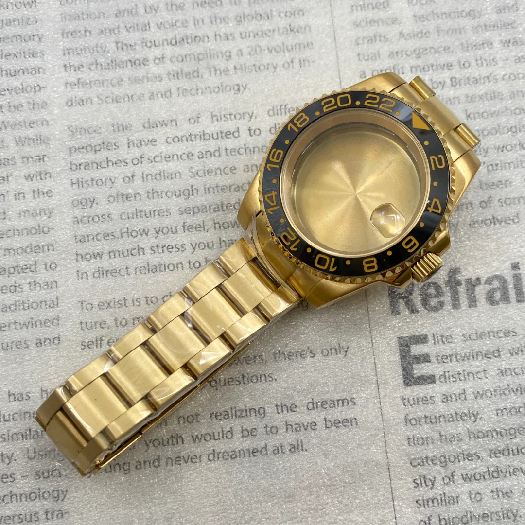 40mm Gold Modified Case Set for Submarine NH35 NH36 NH38/4R/7S Automatic Movement Sapphire Glass Case Suitable for 28.5mm Dial