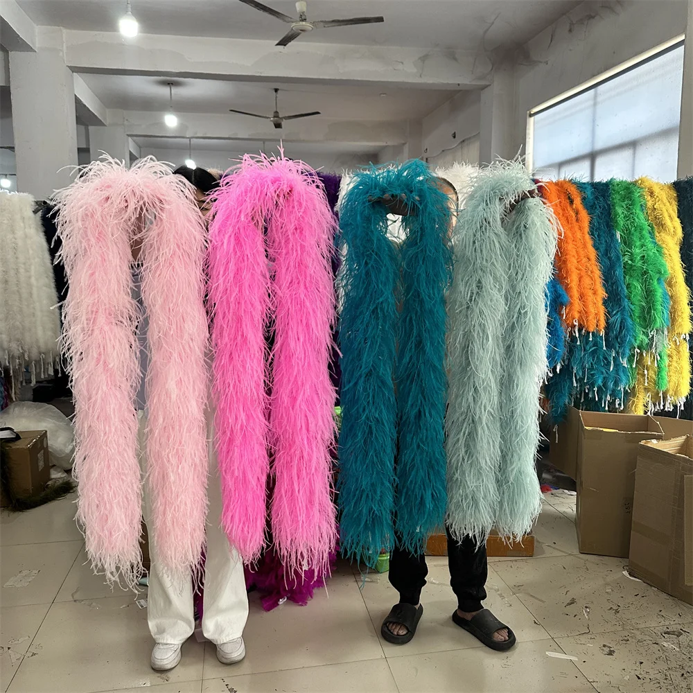 8PLY Ostrich Feather Boa Customzied Ostrich Feather Shawl Fluffy Feathers Trim Decorative  1/1.5/2/3/4M Long boa ostrich feather