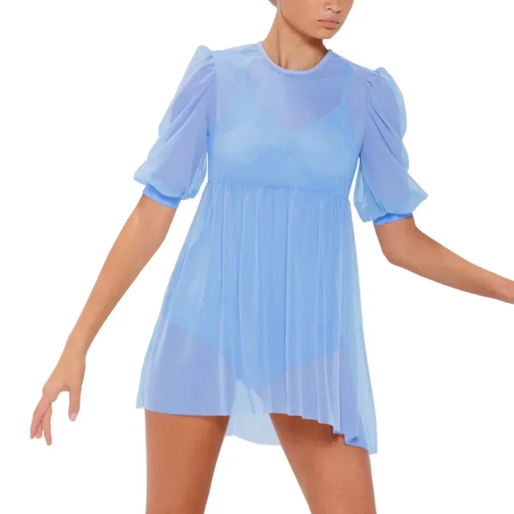 MiDee – robe nuisette en maille 2 pièces, avec justaucorps assorti, jupe pull, manches bouffantes, Costume de danse de Ballet lyrique moderne