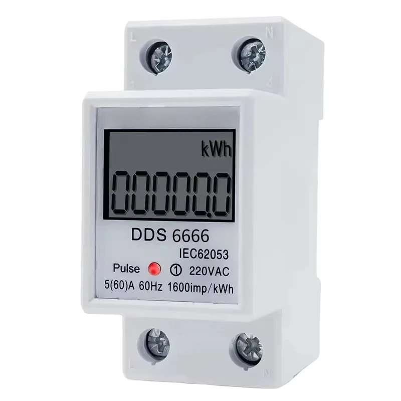 Vatímetro eléctrico Digital monofásico LCD de 220V, contador de consumo de energía de corriente y voltaje cero reiniciable con carril Din