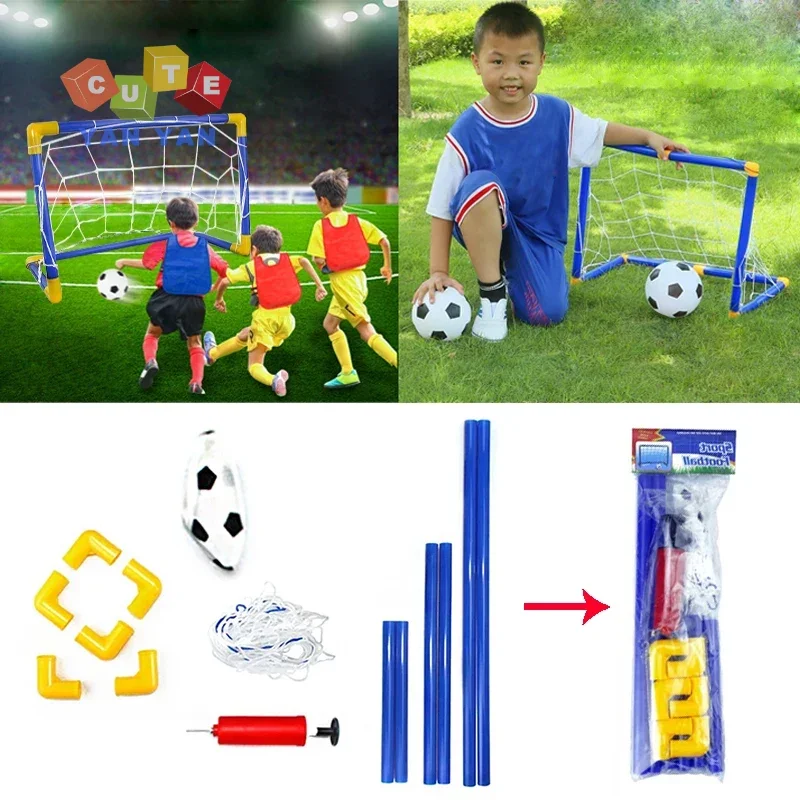 Kinderspeelgoed Jongens Voetbal Doelpalen Diy Assemblage 44.7Cm Voetbalpoort Buitensportspellen Voor Kinderen Speelgoedballen Cadeaus