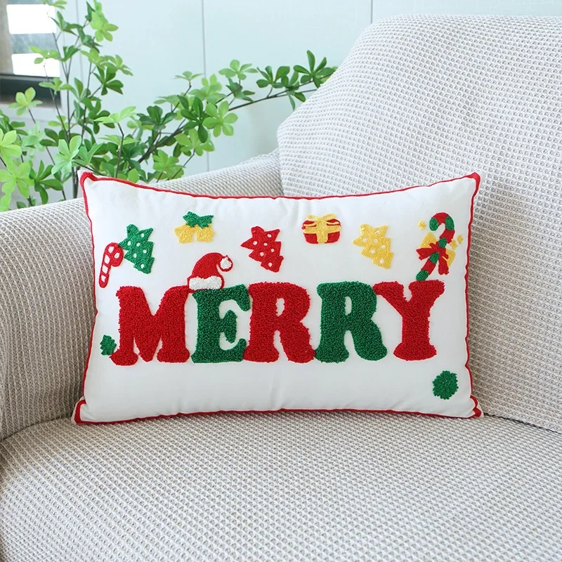 30x50/45x45CM Christmas Throw Pillow Cover Unique Stamping Waist Cushion Cover Decor Home Decorative Pillowcase 2024