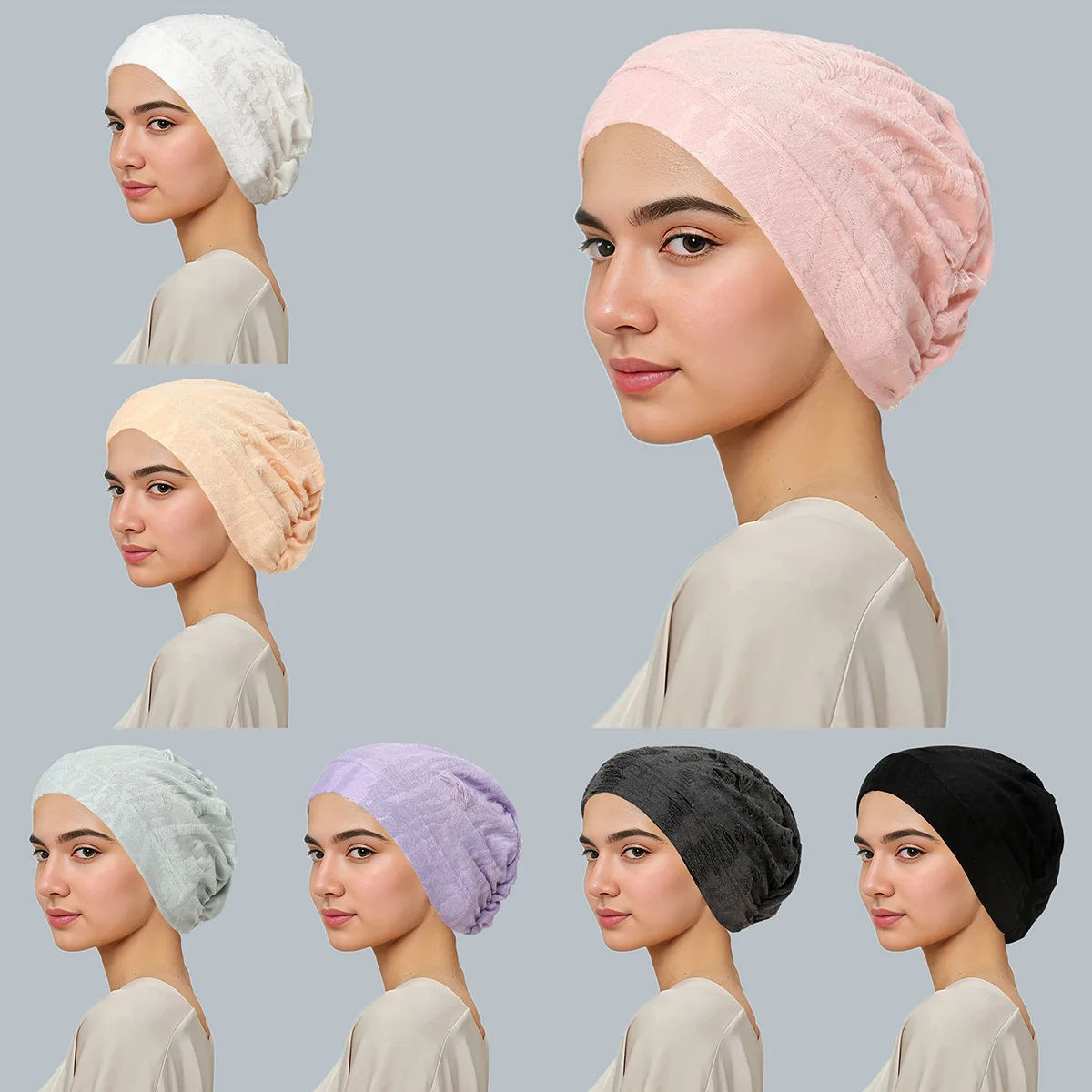 Ramadan Women Hijab Caps Solid Color Muslim Instant Turban Bonnet Ready To Wear HIjabs Headwrap Islamic Clothing Accessories