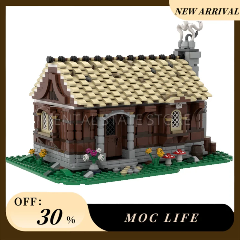 Bloques de casa Medieval MOC personalizados, tecnología de ladrillos DIY, montaje creativo, juguetes educativos, regalos de vacaciones, novedad de 1619 Uds.