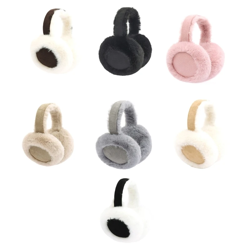 

Furry Earmuffs Headwear for Winter Warm and Trendy with Collapsible Ear Warmer D5QB