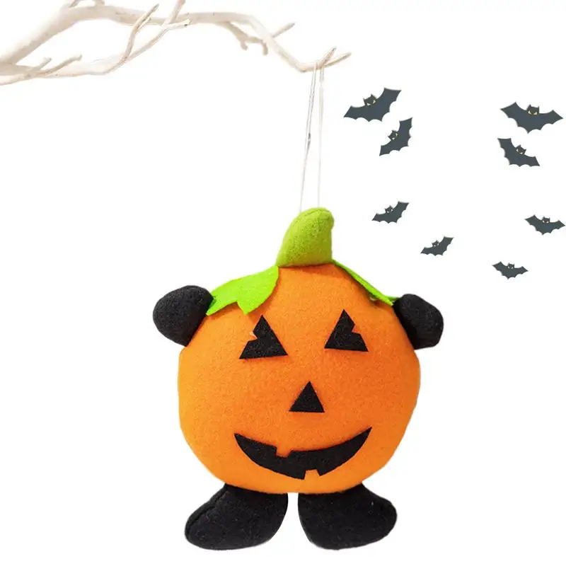 

Pumpkin Plush Toy Handmade Halloween Stuffed Pumpkin Unique Keychain 7.1 Inches Funny Decorative Doll Pendant for Home Party