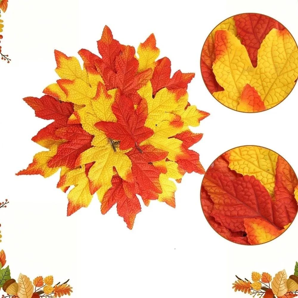 Absorbent Simulated Maple Leaf Meal Mat Quick Dry Flocked Fabric Thanksgiving Decorative Placemat Heat-resistant Cup Mat Kitchen