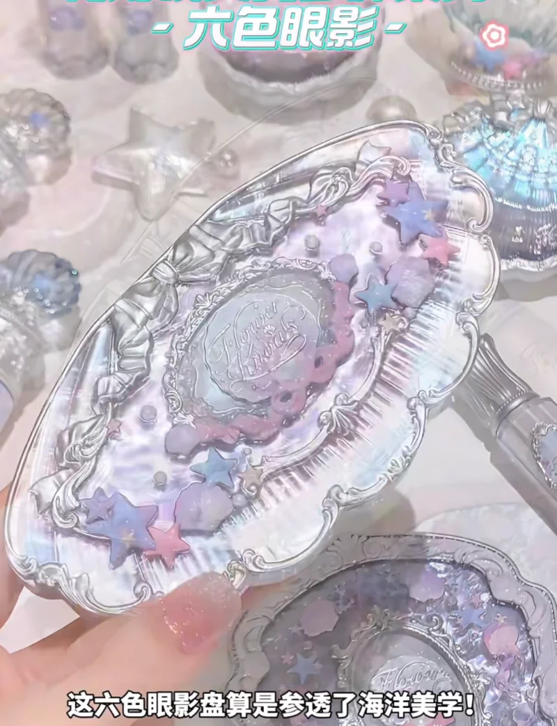

Flower Knows Shells Jelly Series, 6-цветная палитра теней для век, матовая тонкая мерцающая жемчужная палитра для лица, блестящие тени для век