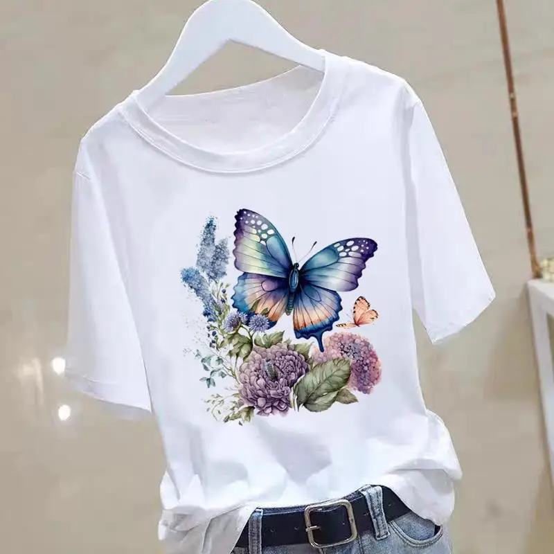 A New Heart-shaped and Cute Women's Commuter Instagram Summer Printed Short-sleeved Round-neck T-shirt Women Clothing Graphic