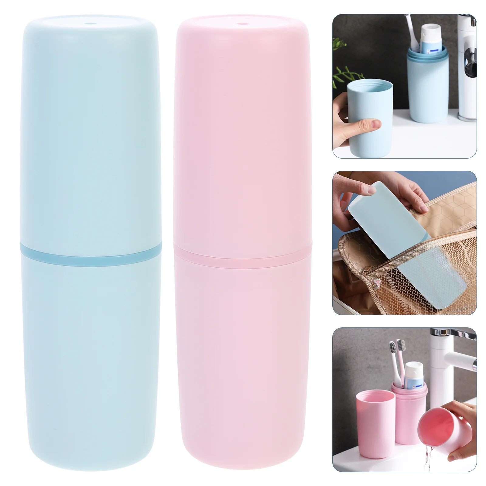 

2Pcs Toothbrush Travel Case Portable Storage Box Waterproof Toothbrush Holder Convenient Organizer Mouthwash Cup for Travel Home