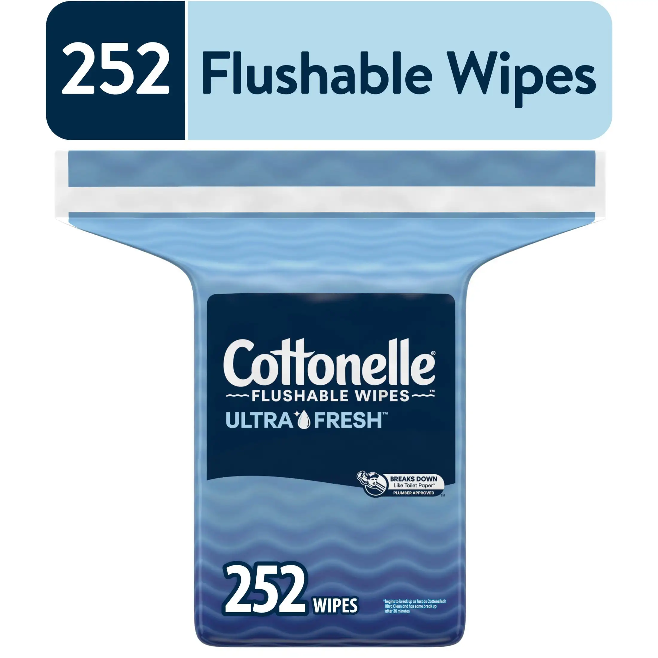 (2 Pack) Ultra Fresh Flushable Wet Wipes, 1 Resealable Bag
