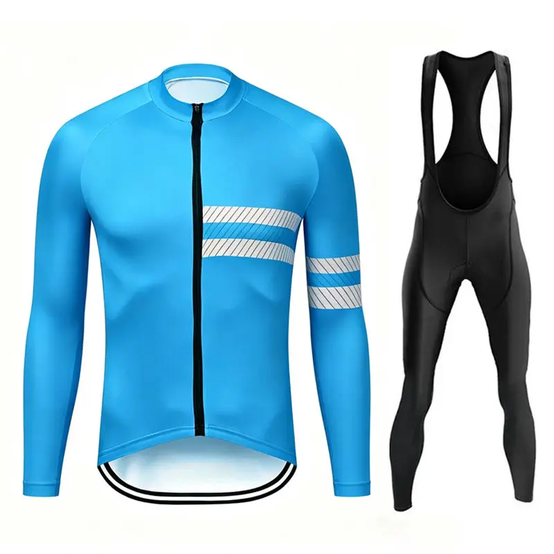 2027 Neues Team Atmungsaktives Herren-Langarm-Radtrikot-Set für Frühling und Herbst, Mountainbike-Bekleidung, Ropa Maillot Ciclismo