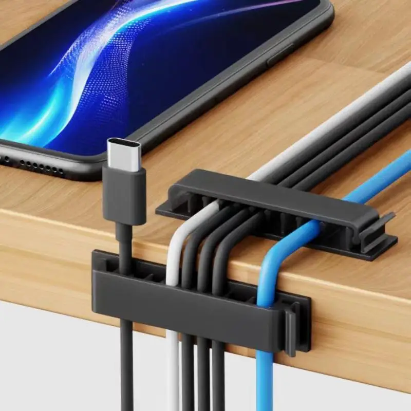 1PC Cable Organizer Cord Management Wire Holder Flexible Silicone USB Winder Clips For Mouse Keyboard Earphone Protector.