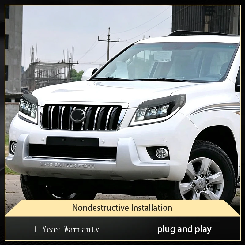 Car Styling For Toyota Prado 2010-2013 LC150 Front Lamp DRL Headlight Three eyes Highlight Lens LED Bulbs Projector Lens Auto