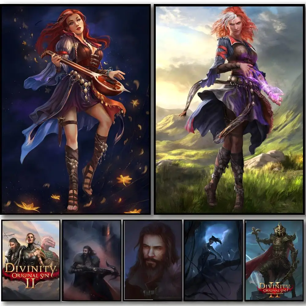 Games D-Divinity Original Sin Poster Self-adhesive Art Waterproof Sticker Coffee House Dorm Room Wall Decor