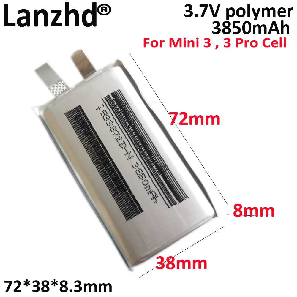 

3.7V high rate polymer lithium Suitable for Mini 3, 3 Pro Cell flight battery drone power cell 833872 3850mAh 72*38*8.3mm