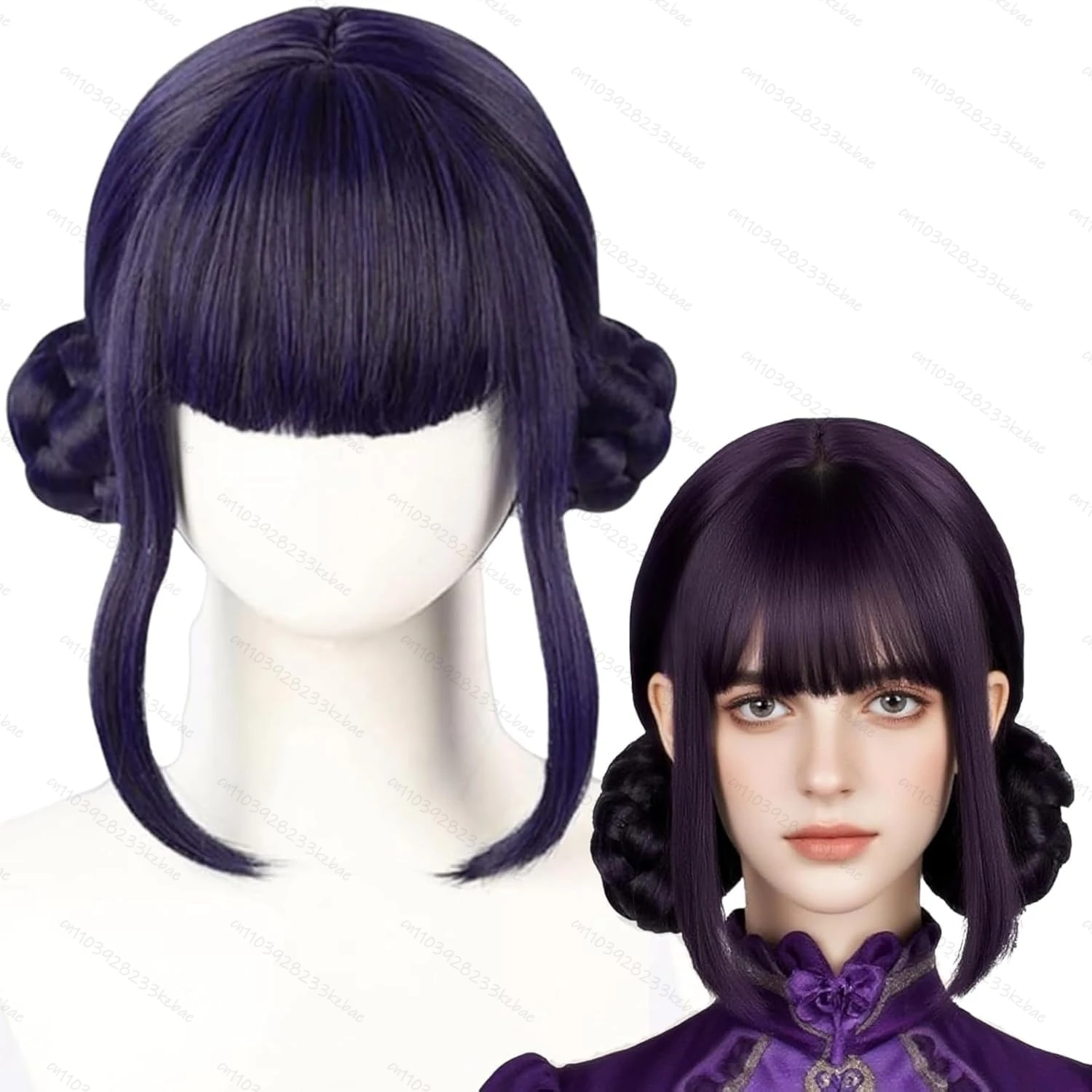 Kpop 악마 사냥꾼 코스프레 가발 보라색 브레이드 가발 팝 가수 댄스 할로윈 코스프레 의상 긴 직모 가발 액세서리