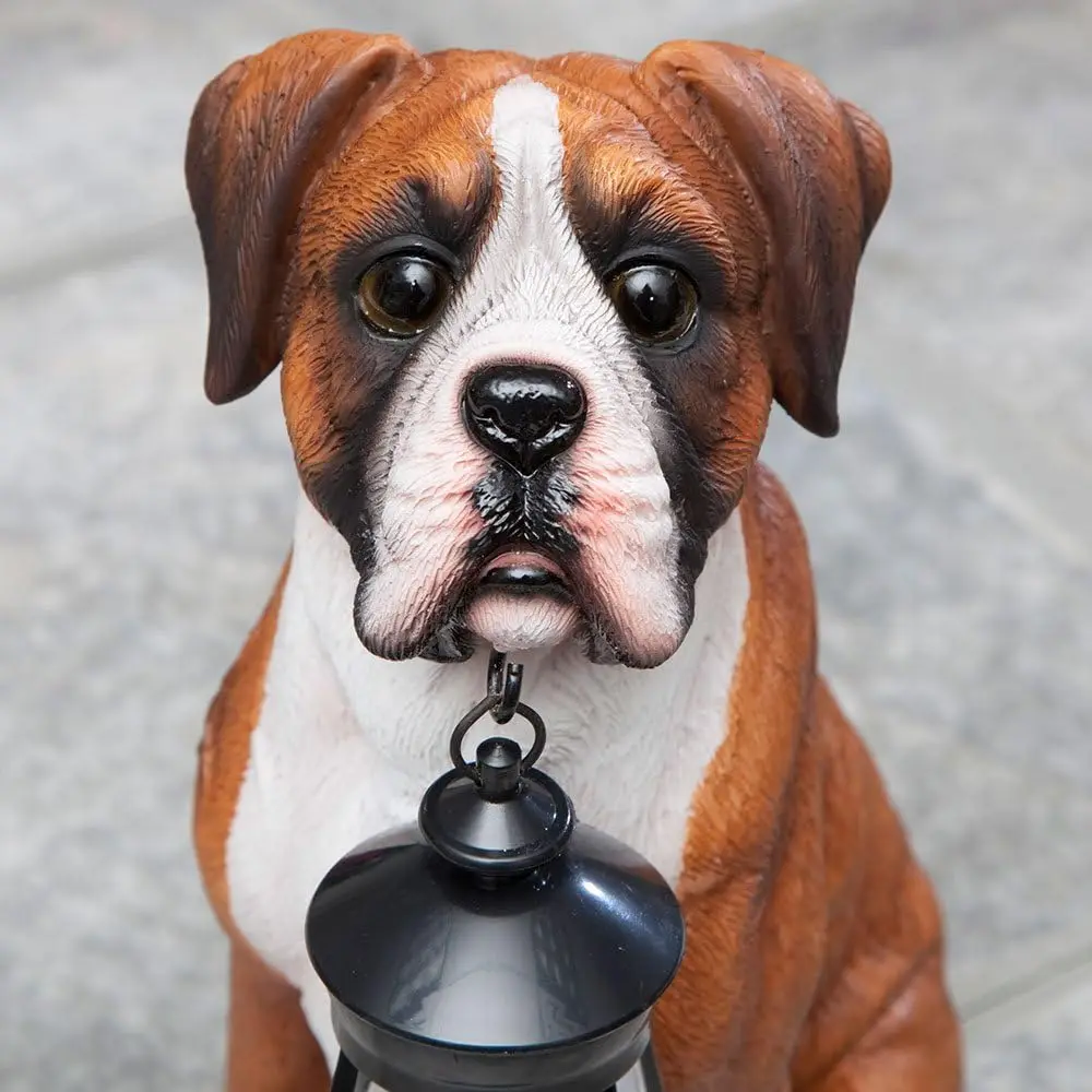 تمثال فانوس كلب يعمل بالطاقة الشمسية - إضاءة LED للحديقة الخارجية ونحت راتنج للديكور #2