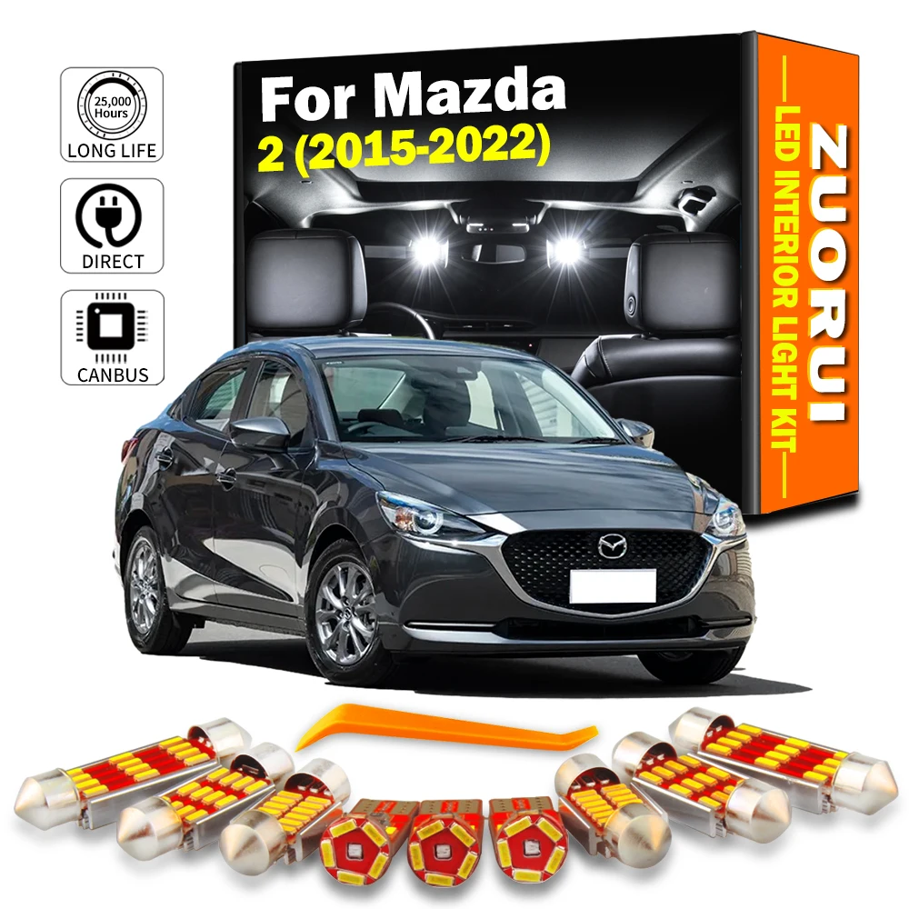 ZUORUI 8Pcs LED Interior Map Reading Dome Light Bulbs Kit For Mazda 2 2015 2016 2017 2018 2019 2020 2021 2022 Car Accessories