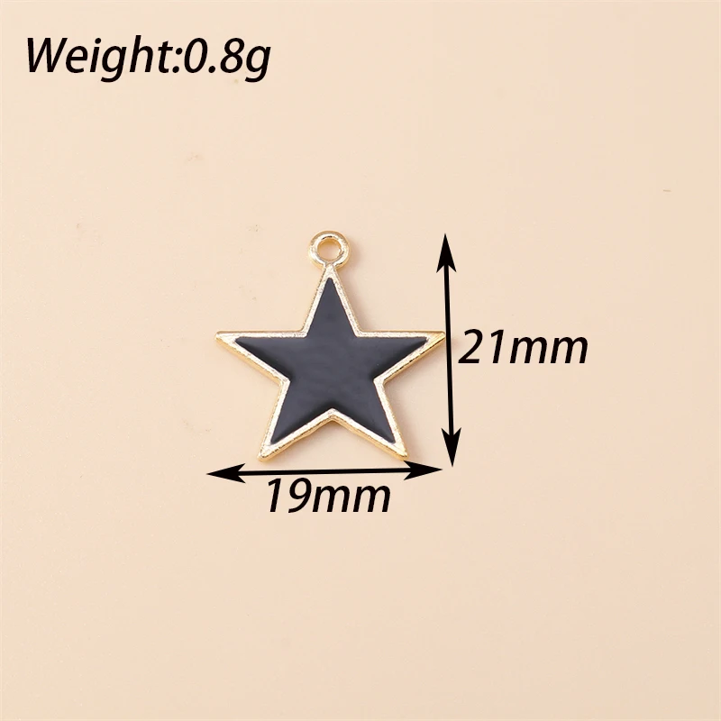 10 Stück 19x21mm Niedliche Emaille-Stern-Anhänger für die Herstellung von Halsketten, Ohrringen, Armbändern, DIY-Bastelarbeiten, Schmuckzubehör und -bedarf – Detail 1