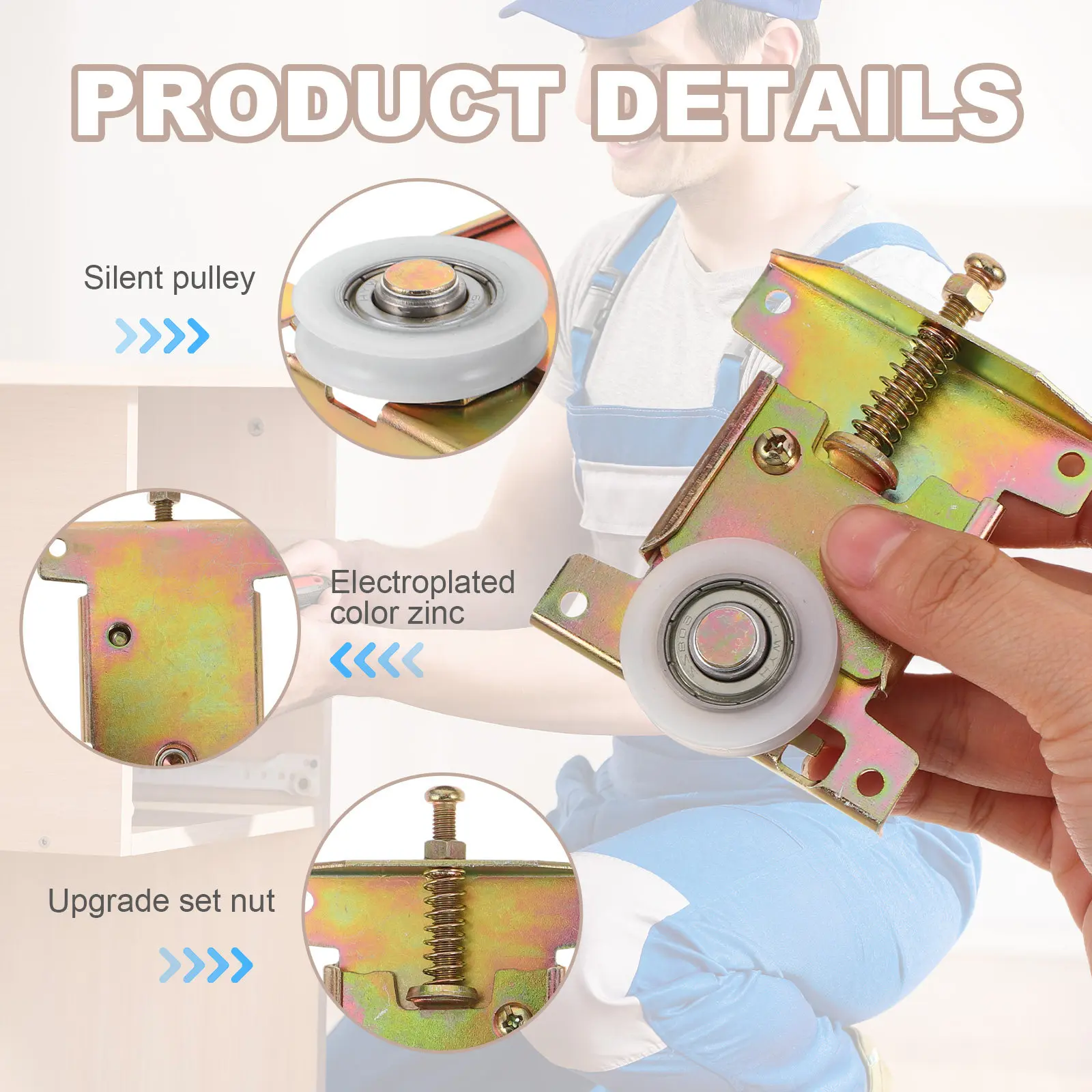 1Set Closet Door Roller Heavy-Duty Sliding Door Wheels Replacement Wardrobe Sliding Furniture Pulley Cabinet Roller Hardware Kit