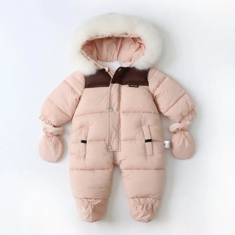 Children's Winter Plush and Thick Hooded Windproof and Warm Climbing Clothes with Gloves Fashionable and Cute Climbing Clothes