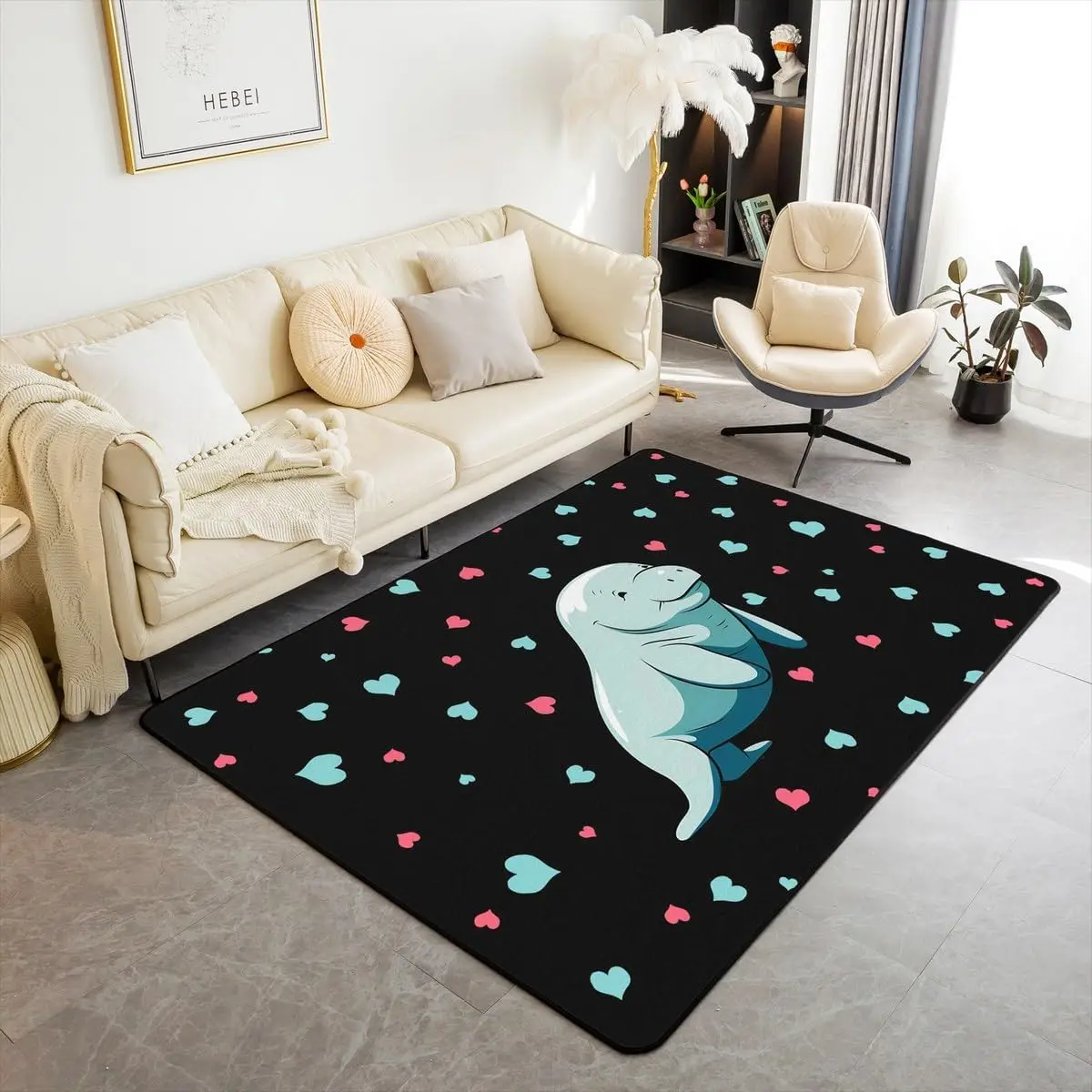 Cartoon Manatee Carpet Kids Marine Animal Living Room Rugs Cute Kawaii Indoor Floor Mat Room Decorations Home Entrance Doormat