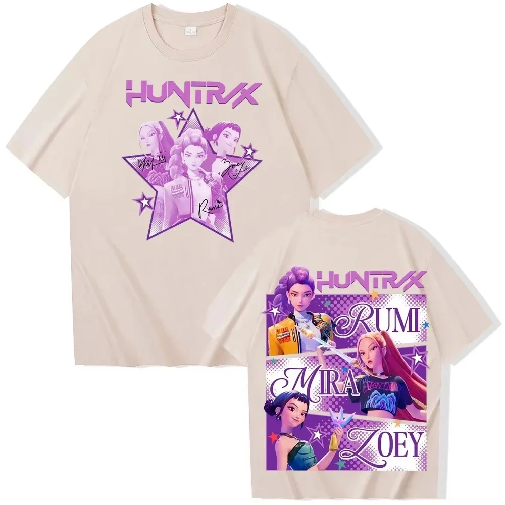 Kpop Demon Hunters Fanmerch Mira Rumi Zoey Huntrix Camicia Camicie grafiche estive Fan Gift Donna Uomo Casual Cotone T-shirt oversize
