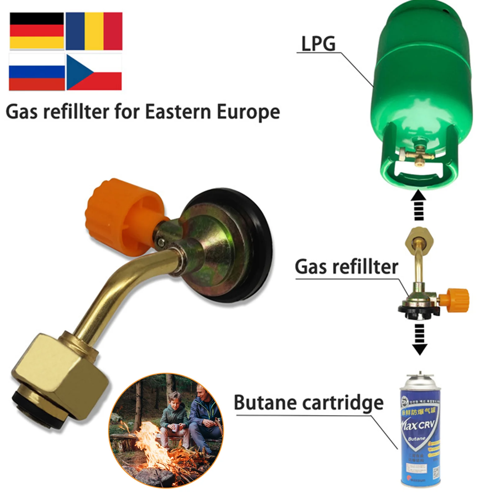 Cassette Butane Charging Valve Direct Connection Integrated Gas Tank Inflation Adapters Long Cylinder Inflation Valves