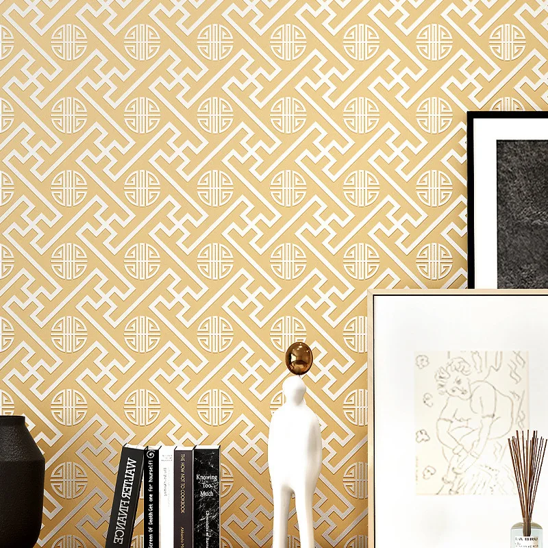 Imagem -03 - Chinês Rhombus Xadrez Não-tecido Papel de Parede Quarto Fundo Papel de Parede Papéis de Decoração da Sua Casa 3d