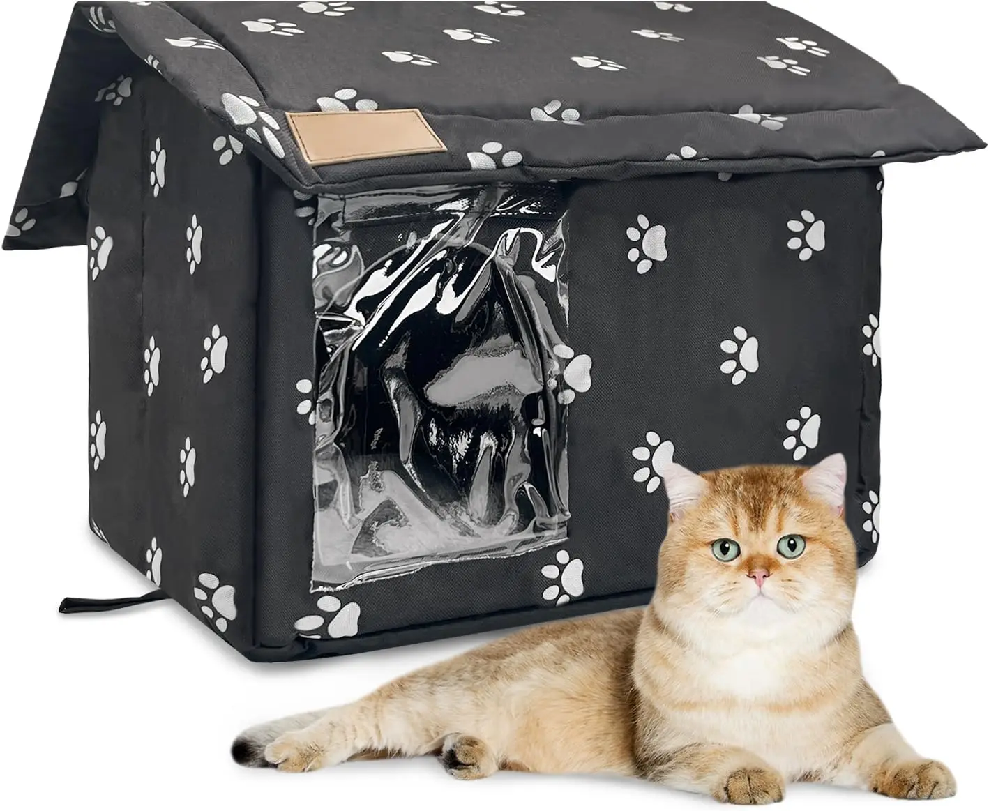 

Stray Cats Shelter, Waterproof Outdoor Cat House Foldable Warm Pet Cave For Winter Wild Animal Tent Bed Anti-Slip Kitten Cave