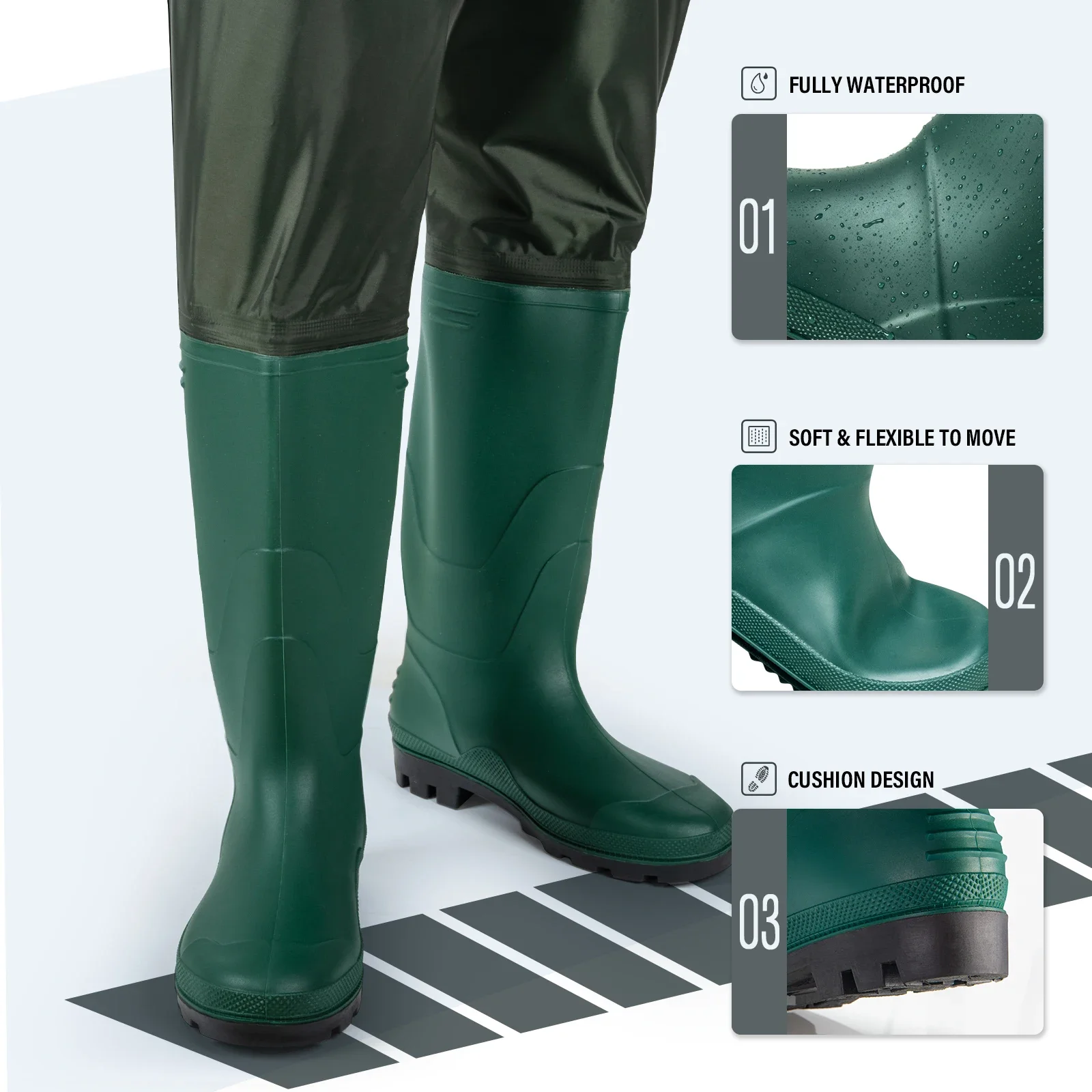 Imagem -04 - Impermeável Fly Fishing Waders para Homens e Mulheres Respirável Wading Pants Caça Vestuário Macacão Peito Neoprene Meias Roupas