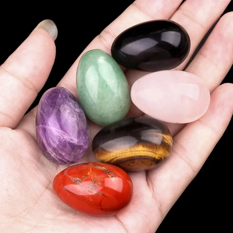 1 Piece Egg Shaped Stone Natural Semi-precious Stone Polished Craft Room Ornament Healing Crystals Quartz Agate 30 x 20mm