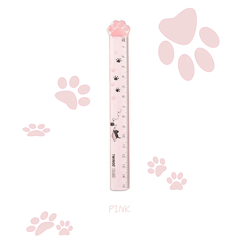 1 Pcs Cute Kitty Cats Paw Straight Ruler Kawaii Stationery Funny Drawing Gift Korean Office School Measuring Drawing