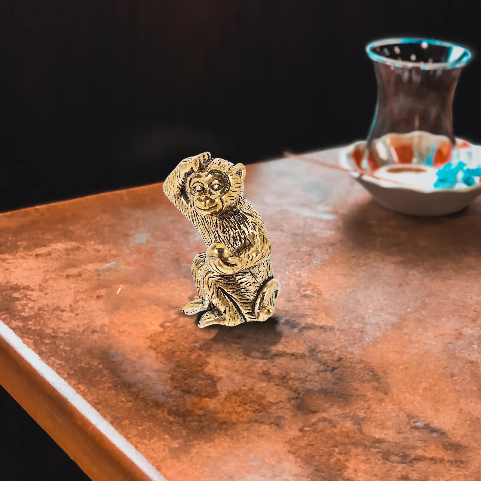 Picture 3: Sun Wukong Monkey Statue Copper Craft Home Decor Desktop Decoration Small Chinese Monkey Ornament Courage Wisdom Sculpture